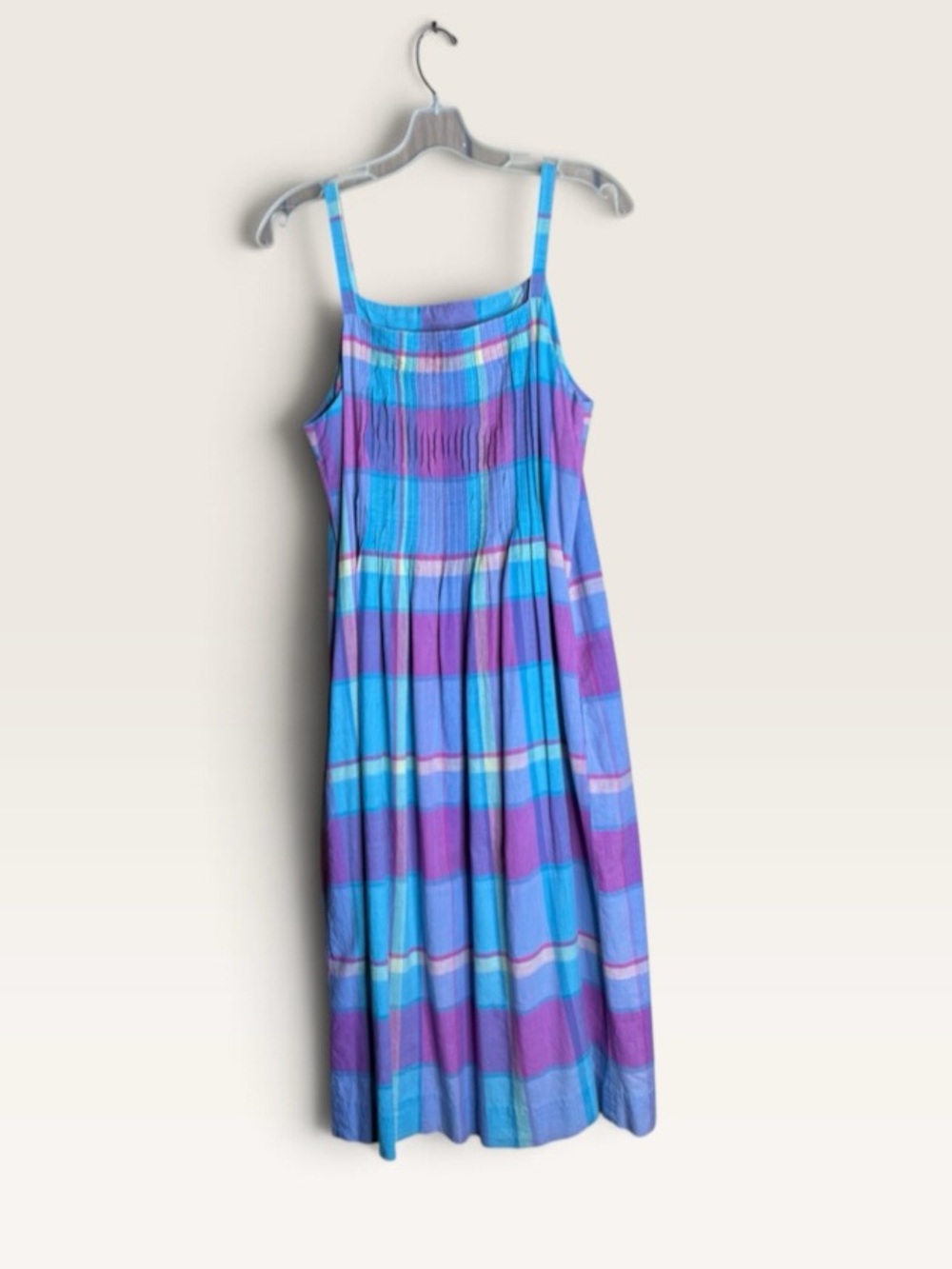 Vintage 80s Matti Sport Bert Geiger Plaid Cotton Maxi Dress 14